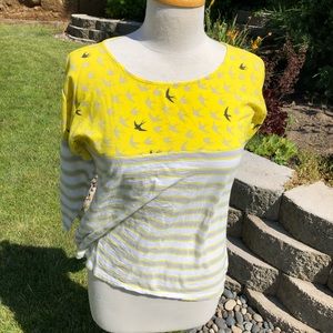 Anthropologie 9-H15 STCL Yellow Gray Blouse